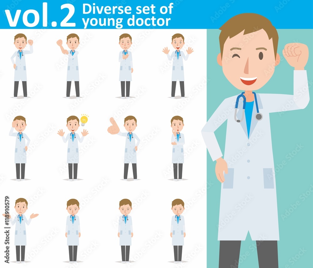 Diverse set of young doctor on white background , EPS10 vector format vol.2 Diverse set of young doctor on white background , EPS10 vector format vol.2