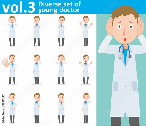 Diverse set of young doctor on white background , EPS10 vector format vol.3