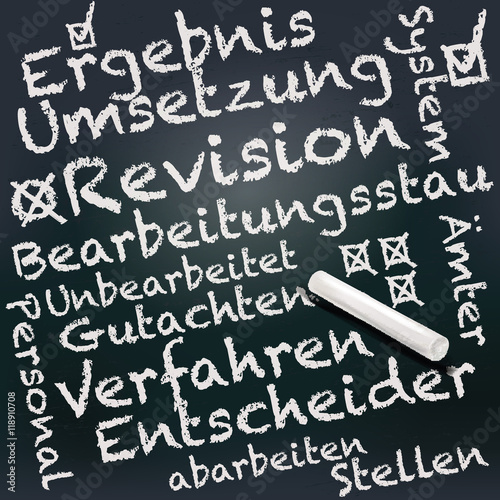 Tafel und Kreide mit Bearbeitungsstau