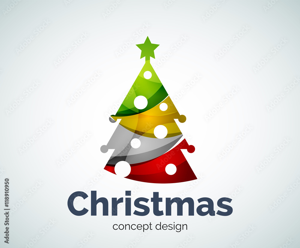 Vector Christmas or New Year tree logo template Vector Christmas or New Year tree logo template