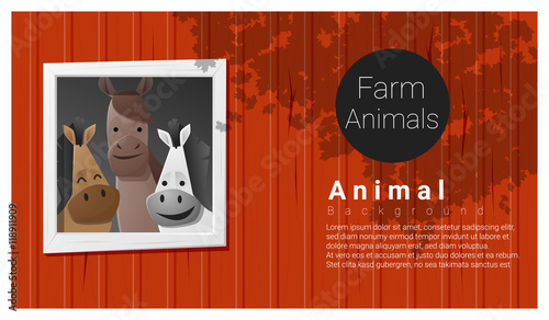 Farm animal background with horse , vector , illustration