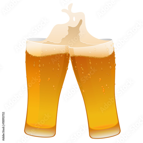 two glass of delicious fresh cold beer