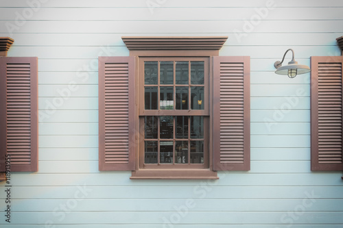 Brown wooden windows