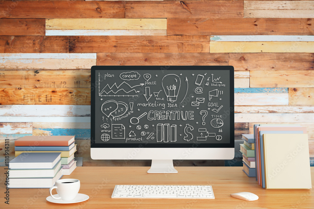 Wunschmotiv: Computer display with business sketch #118914311