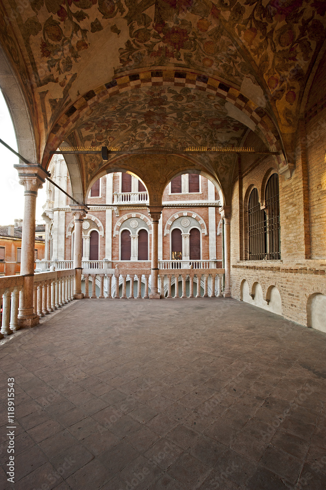The loggia of the palace della Ragione,  the ancient seat of the courts citizens of Padua