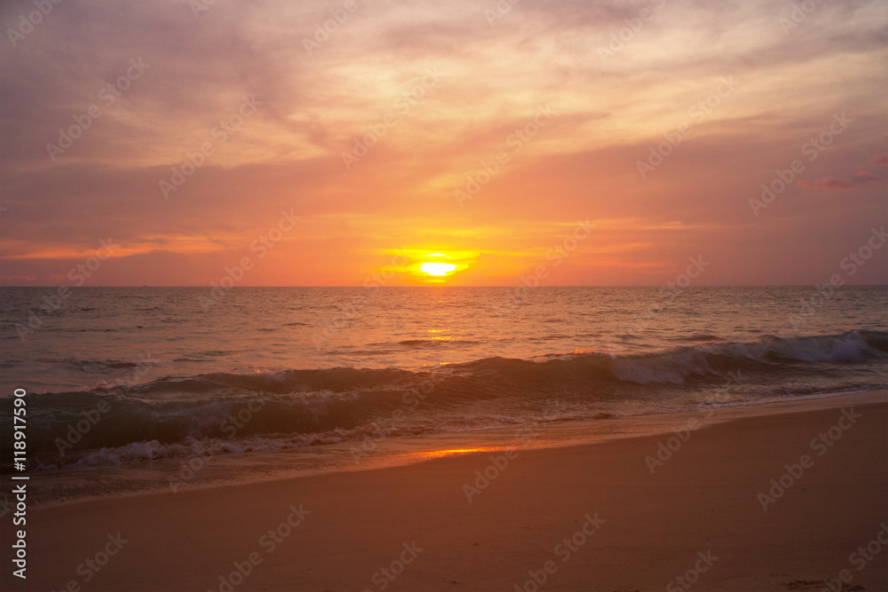 Beautiful sunset on sea background