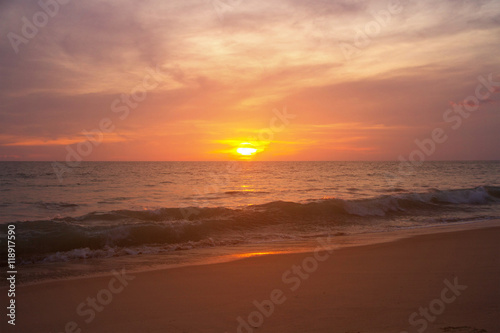 Beautiful sunset on sea background