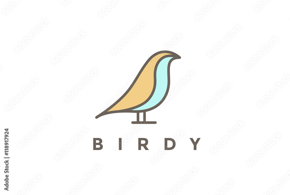 Fototapeta premium Sitting Bird abstract Logo design vector template Linear style
