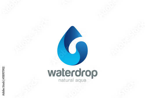 Water drop Logo design vector. Aqua droplet Logotype icon.