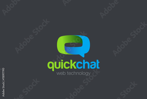 Letter Q Logo Speech Bubble design vector. Chat Logotype icon