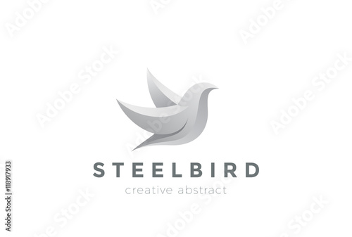 Free Download Steel Metal Flying Bird Logo design vector. Dove Logotype icon - GFXLoad