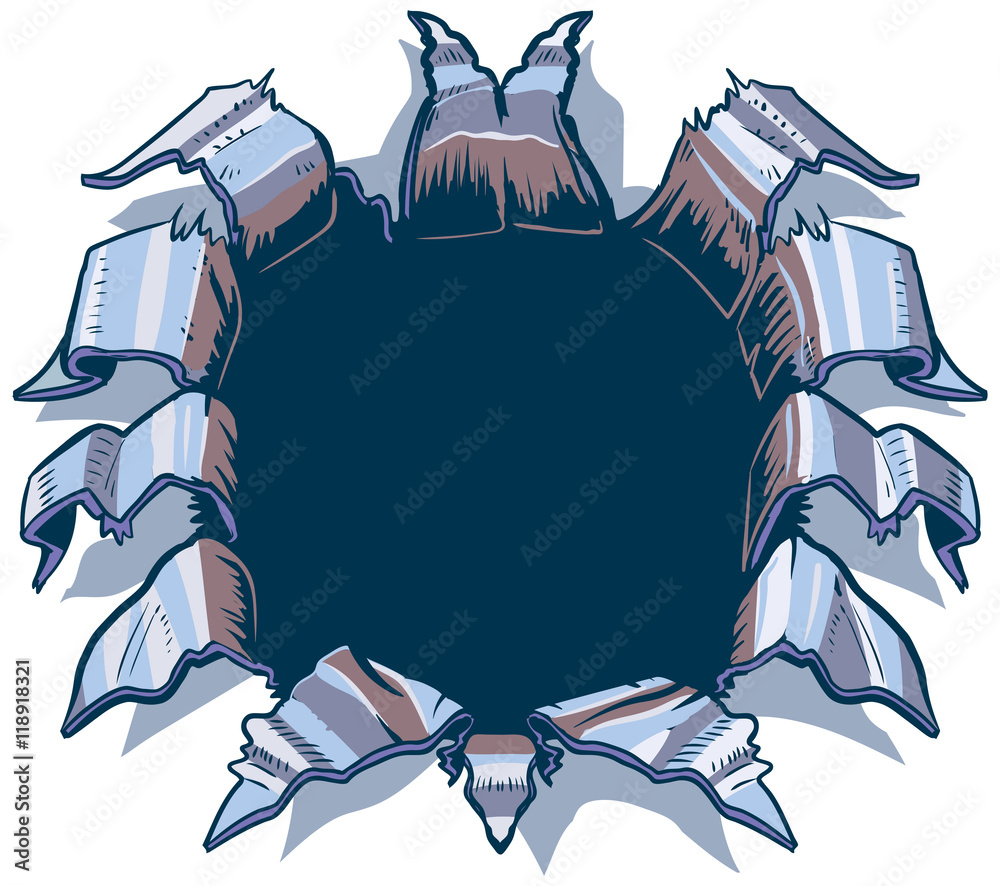 Hole Ripping out of Sheet Metal Background Vector Clip Art Stock Vector