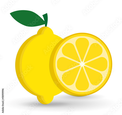 lemon fruit healthy organic food icon. Colorful and flat design. Vector illustration