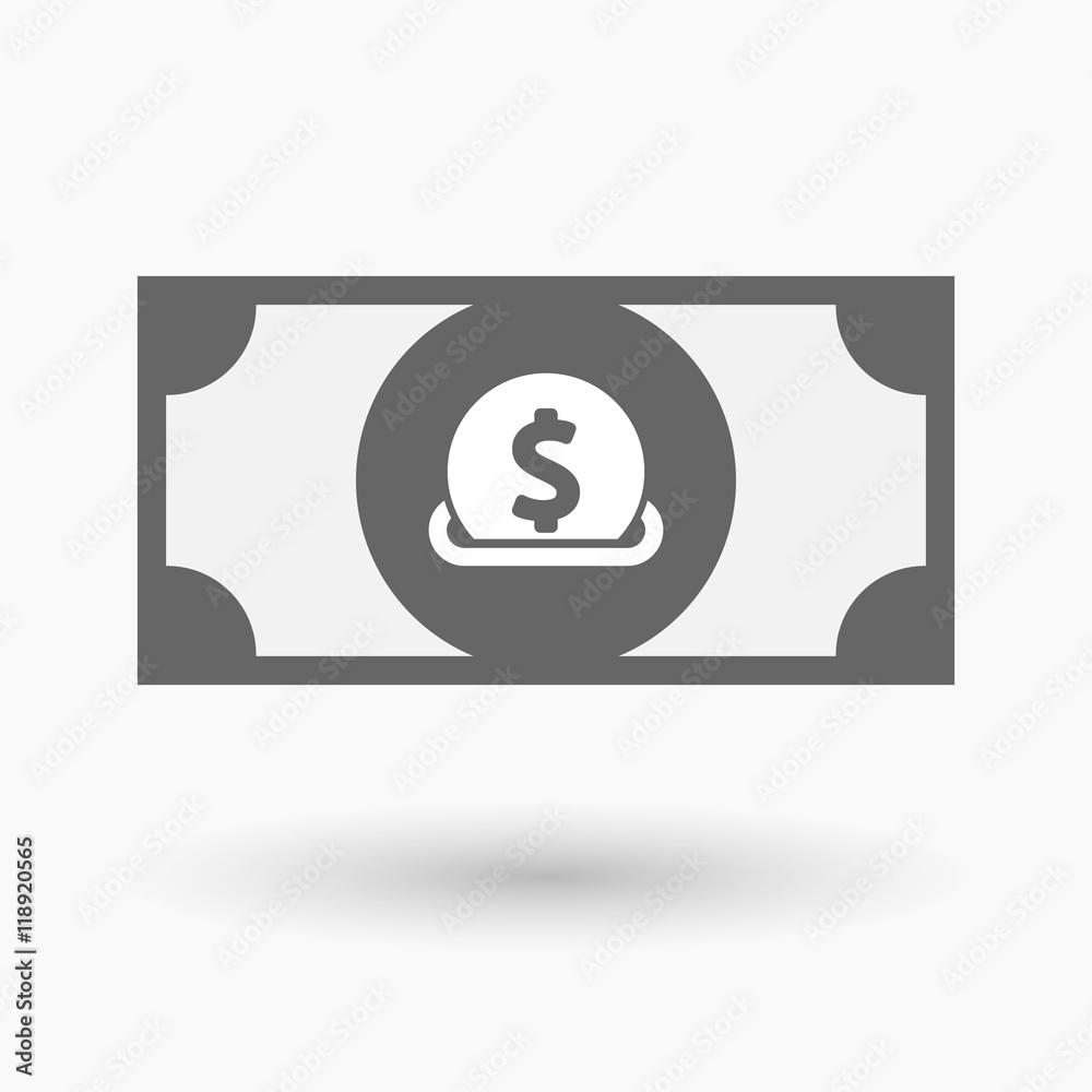 Isolated bank note icon with a dollar coin entering in a money Isolated bank note icon with a dollar coin entering in a money