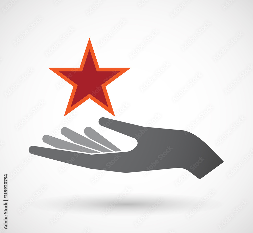 Isolated offerign hand icon with the red star of communism ico Isolated offerign hand icon with the red star of communism ico