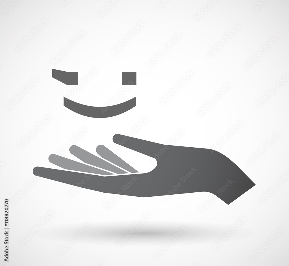 Isolated offerign hand icon with a wink text face emoticon Isolated offerign hand icon with a wink text face emoticon