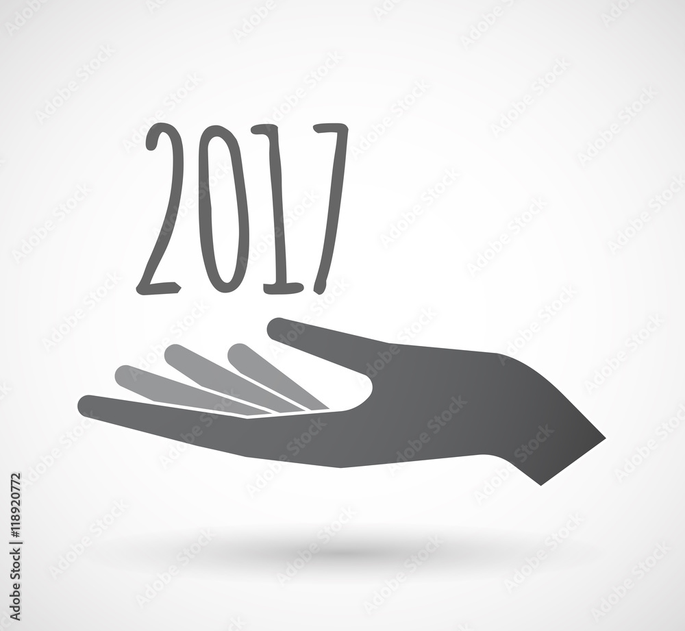Obraz premium Isolated offerign hand icon with a 2017 year number icon