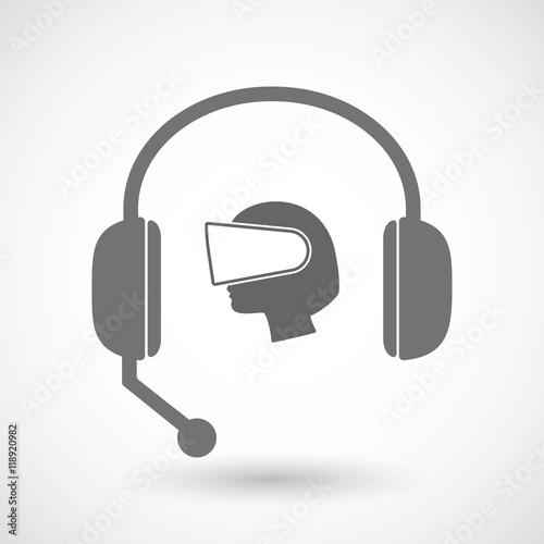 Isolated  hands free headset icon with  a female head wearing a