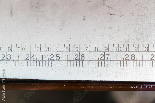 Sewing table with ruler in background