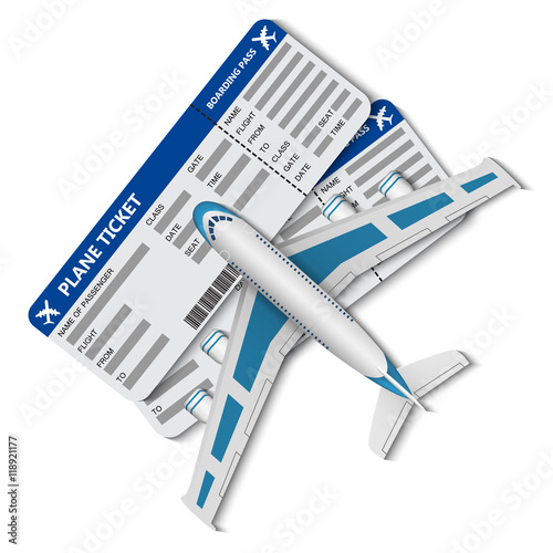 illustration of flight tickets with airplane