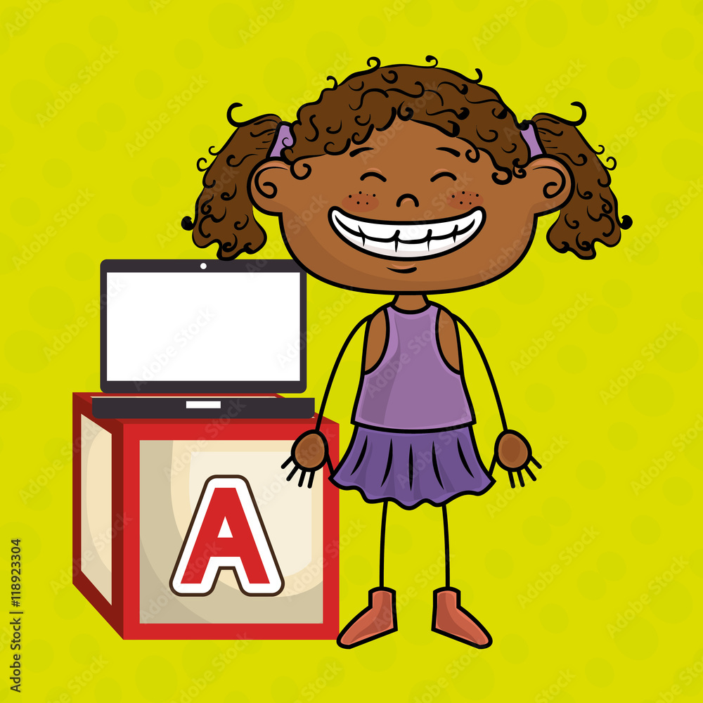 girl laptop cube icon vector illustration design girl laptop cube icon vector illustration design