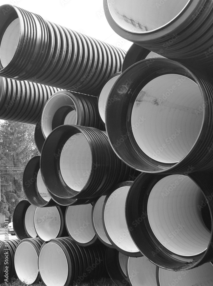 Metal big pipes used for construction. Production.
Metal big pipes used for construction. Production.