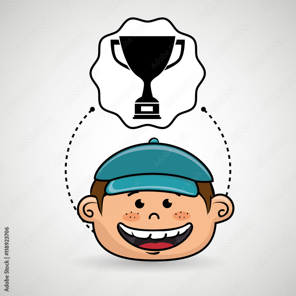 Obraz premium boy cartoon cap icon vector illustration design