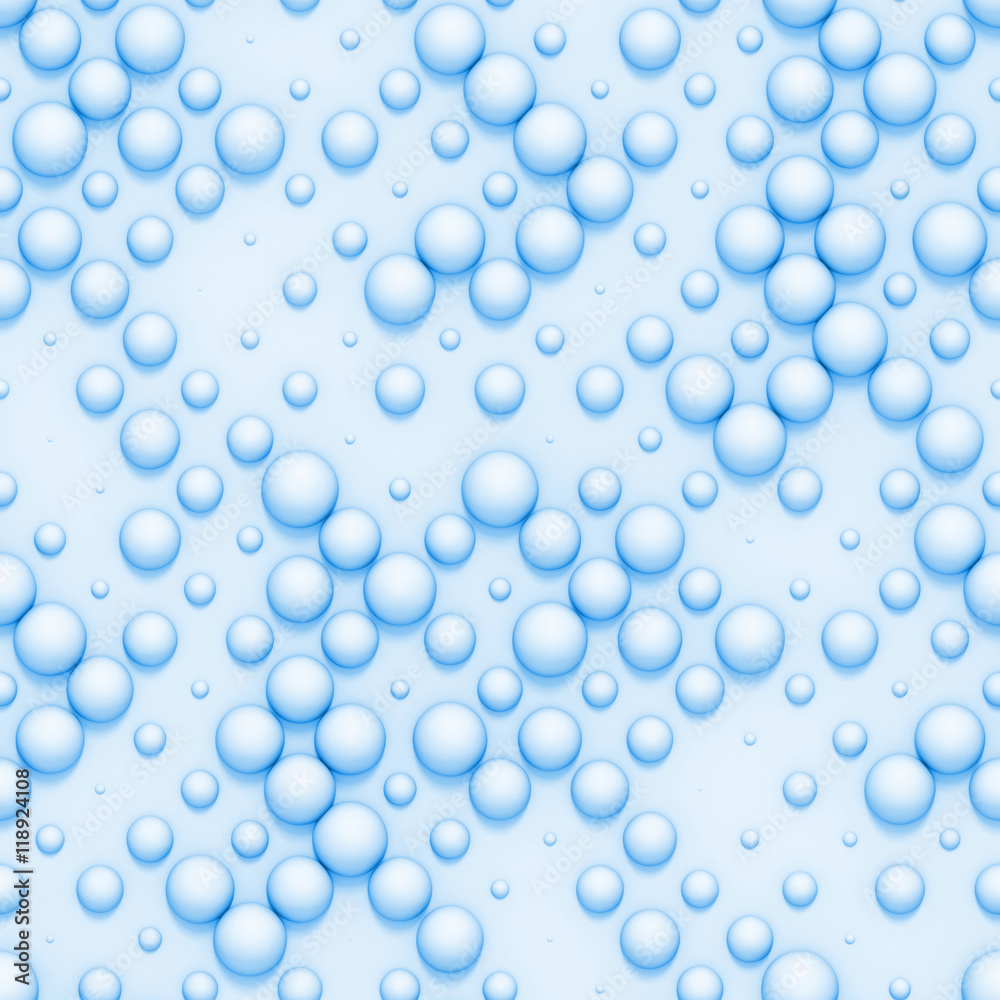 seamless pattern made of blue spheres in different sizes