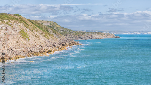 Looking north-east from Freshwater Bay, Portland on Dorset's Jurassic Coast. 