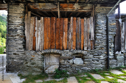 old alpien barn in mountain village