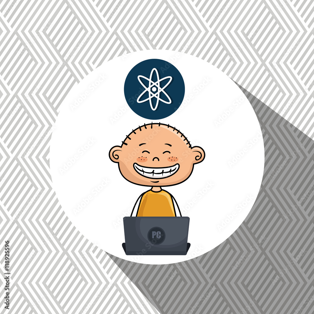 boy atom laptop idea vector illustration design boy atom laptop idea vector illustration design