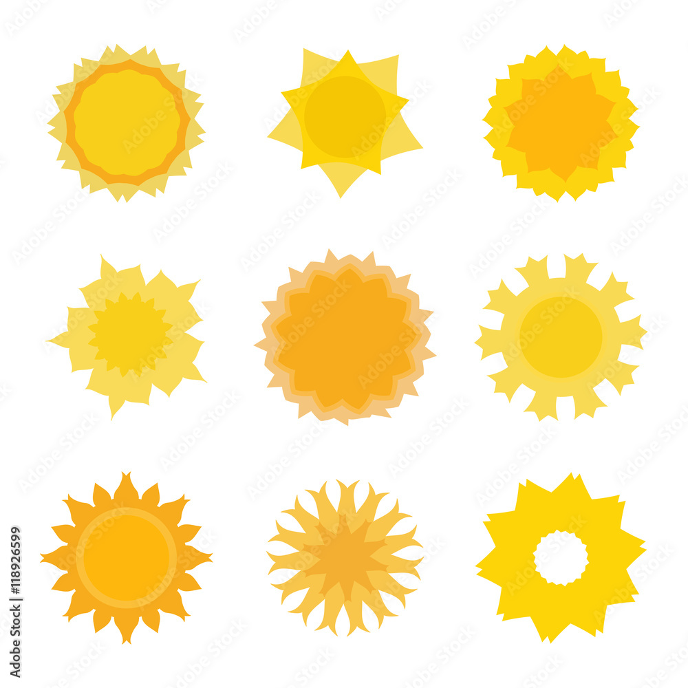 Sun icons collection. Vector illustration Sun icons collection. Vector illustration