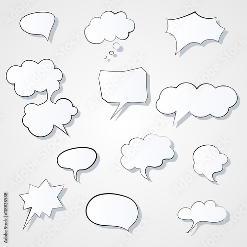 Set of comic 3d speech bubbles icon. Thought bubble Vector image Eps 