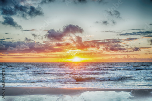 Sunset At The Stormy Sea, hdr image