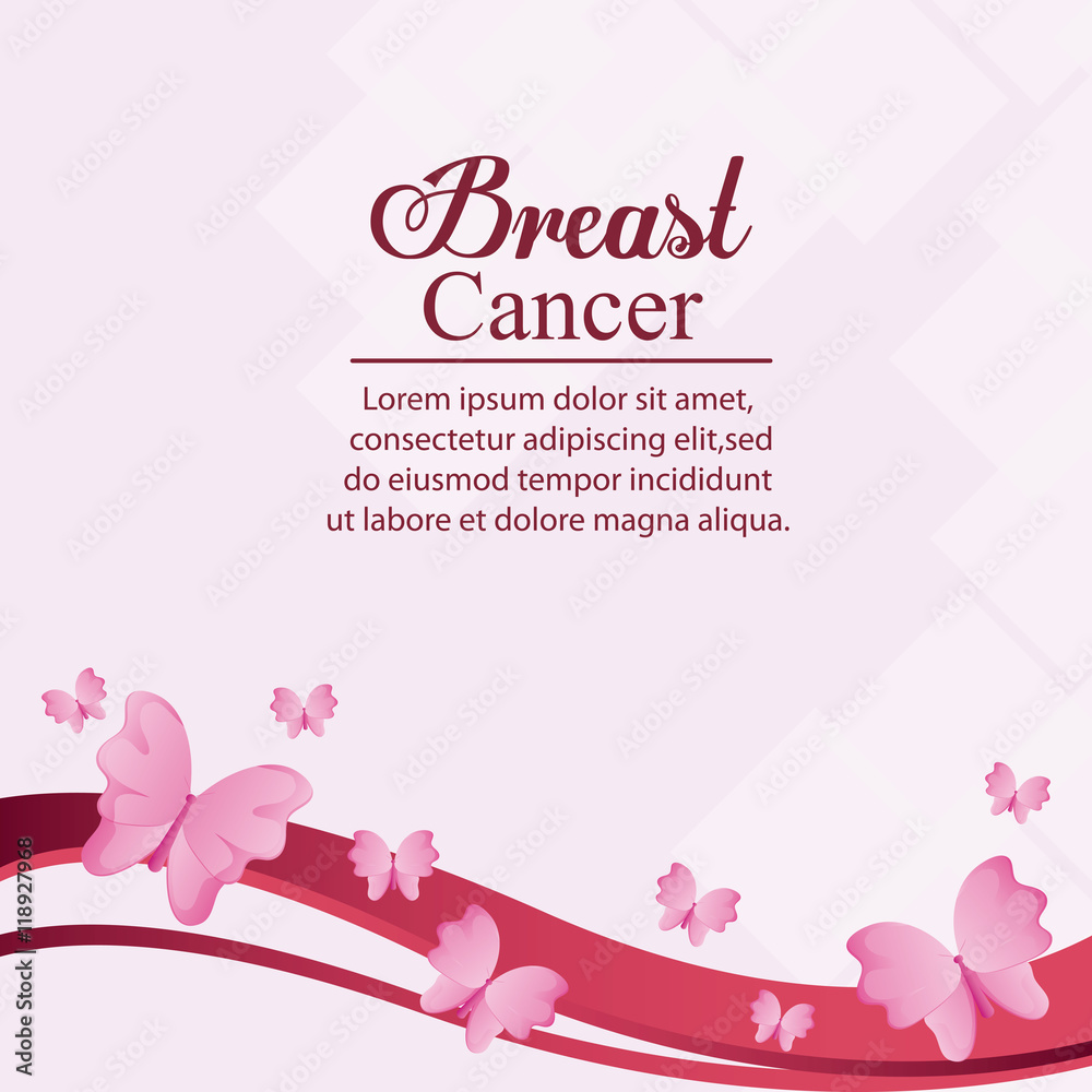 butterfly breart cancer awareness campaign foundation icon. Pink design. Vector illustration