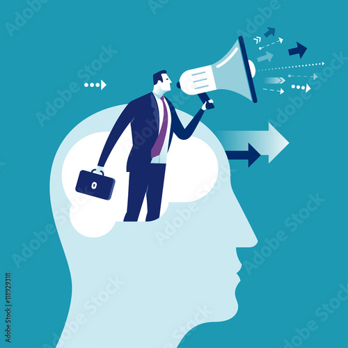 Marketing. Businessman communicates through a megaphone. Concept business illustration
