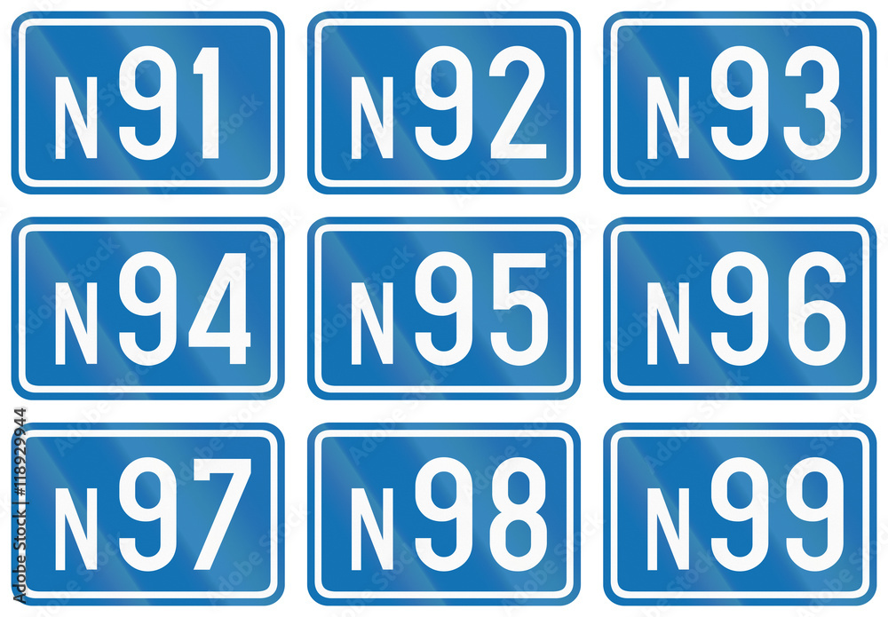 Collection of federal road shields used in Belgium Collection of federal road shields used in Belgium