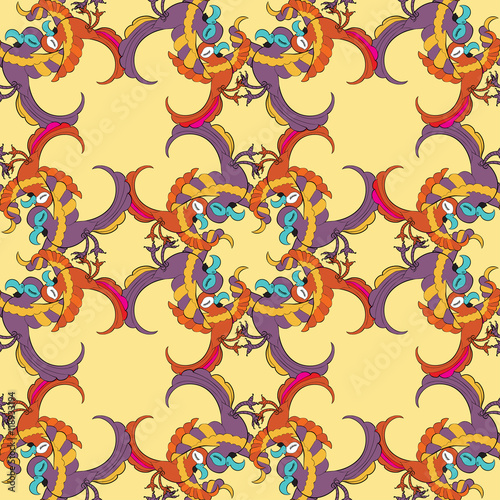 seamless pattern grid with Caribbean fun dancing couple of parro