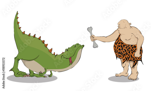 Dinosaur and man