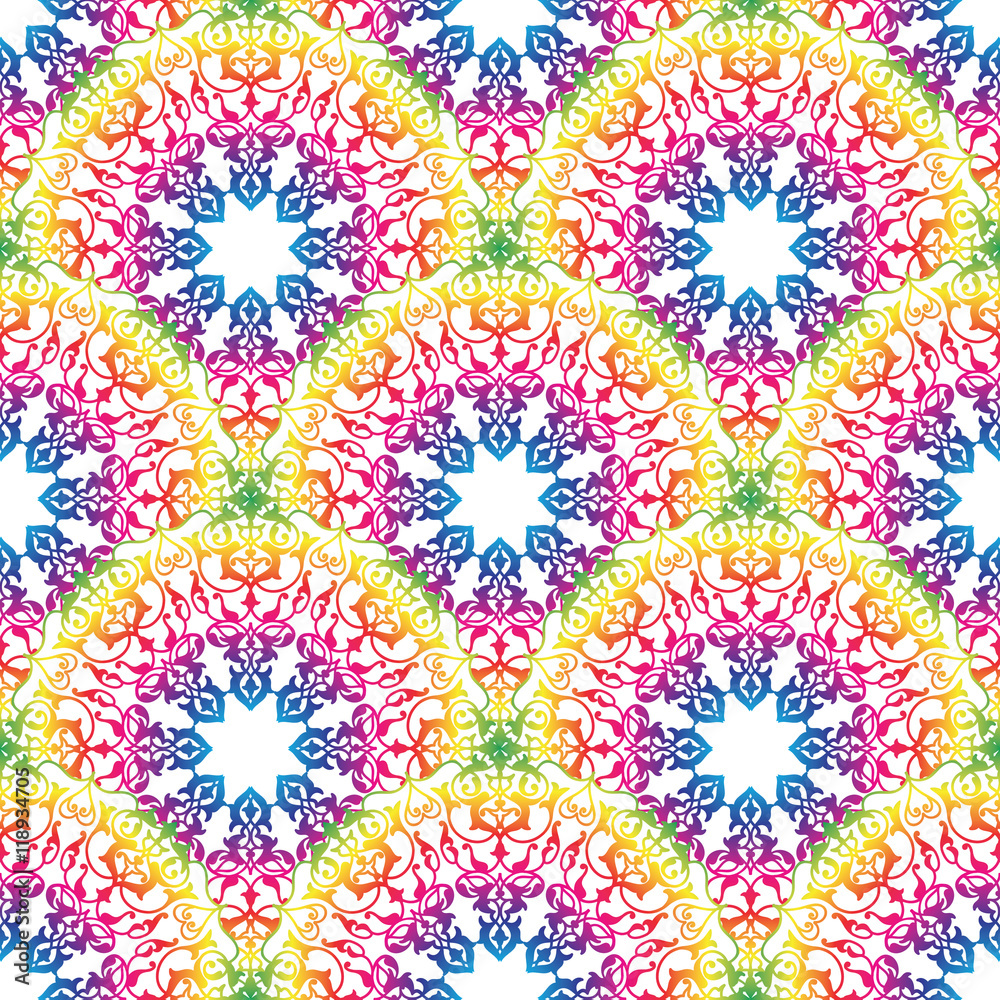 Flourish tiled pattern. Abstract floral geometric seamless oriental ornament