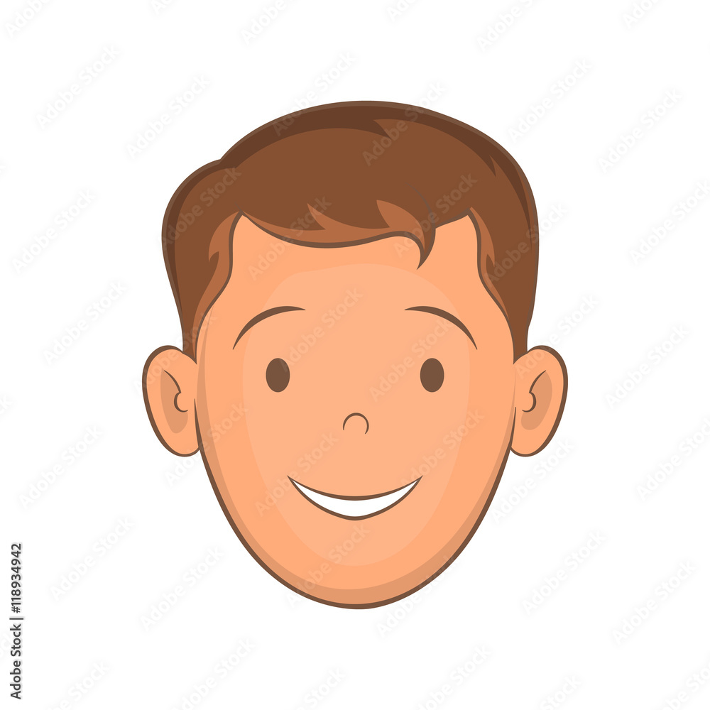 Male face with haircut icon in cartoon style isolated on white background. Hairstyle symbol Male face with haircut icon in cartoon style isolated on white background. Hairstyle symbol