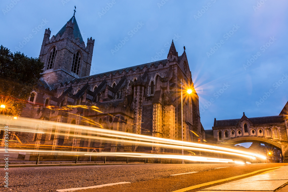 Christ Church Blue Hour Long Exposure Light Streaks Dublin Ireland