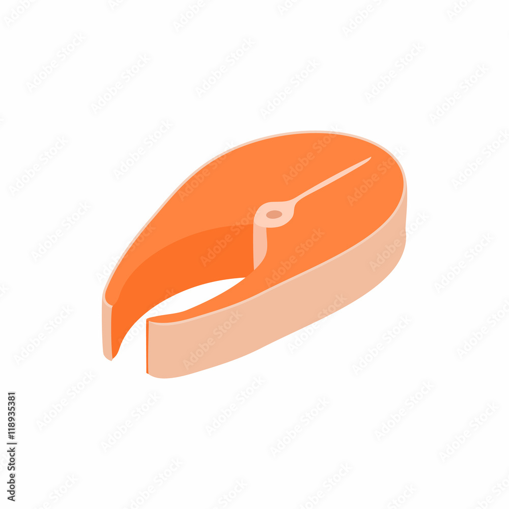 Piece of fish steak icon in isometric 3d style isolated on white ...