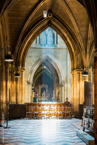 Light Rays Spilling Over Wooden Chairs St Patrick Cathedral Dublin Ireland © hunterbliss