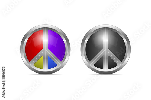 Metallic Peace Symbol Design as 3D Shaped