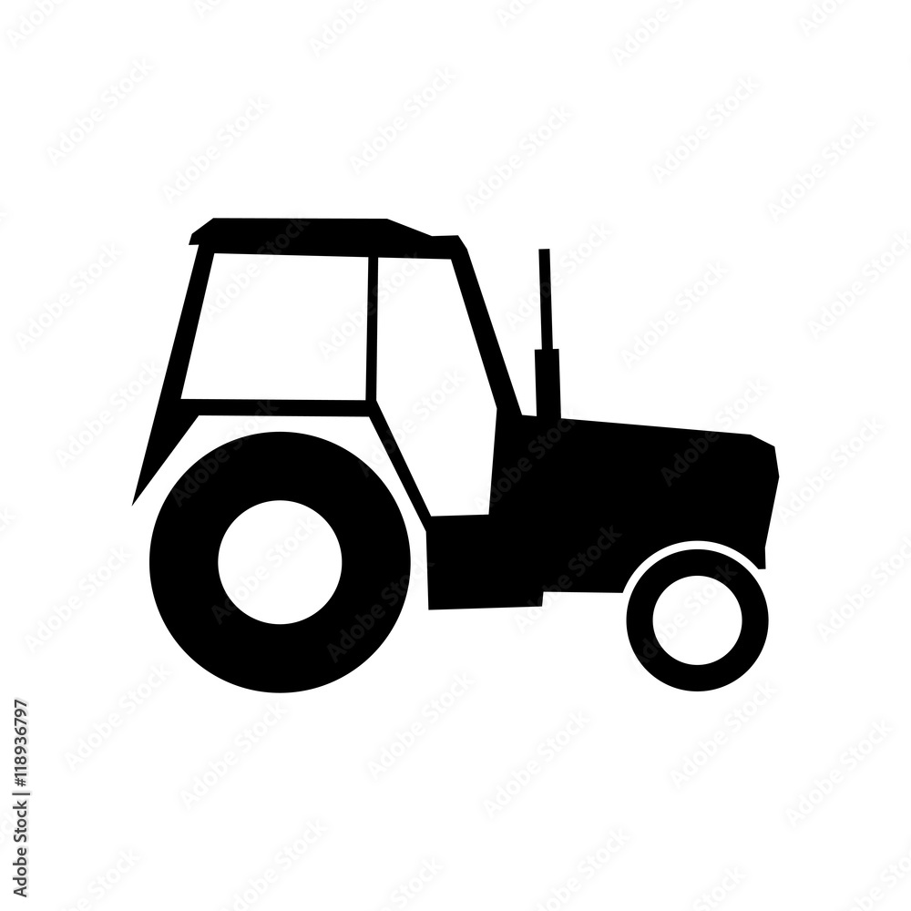 Tractor vector icon. Pictogram tractor, side view