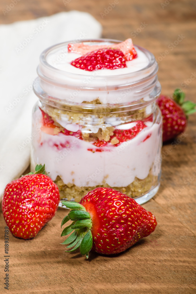 Oatmeal parfait with strawberries and cream Oatmeal parfait with strawberries and cream