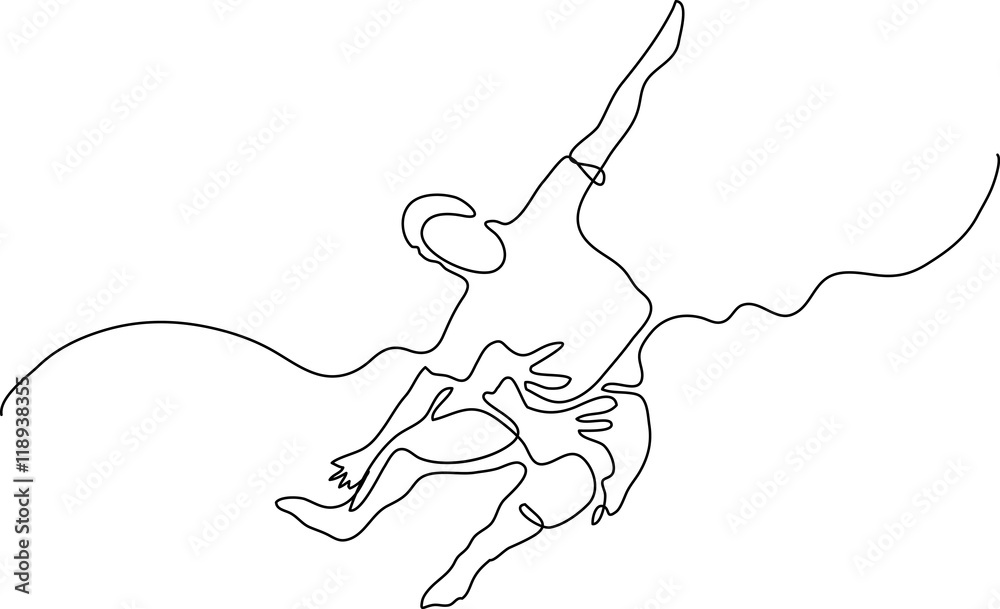 Fototapeta premium continuous line drawing of jumping flying man