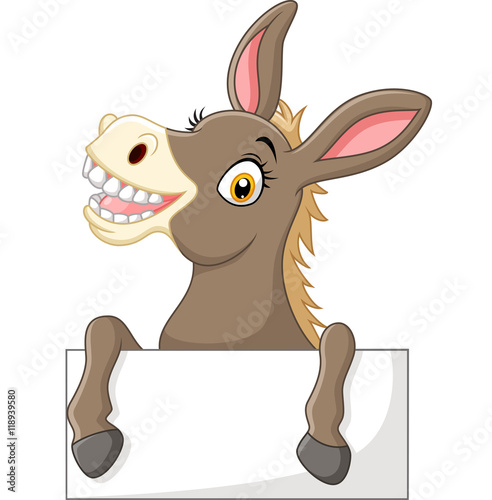 Funny donkey with blank sign 
