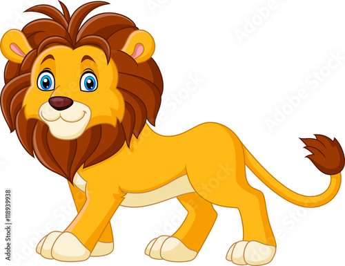 Cute lion sitting isolated on white background
